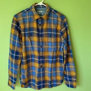 THE GAP Blue and Orange Flannel